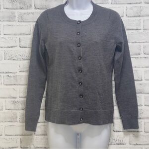 Banana Republic Gray Extra Fine Merino Wool Button Up Cardigan Medium